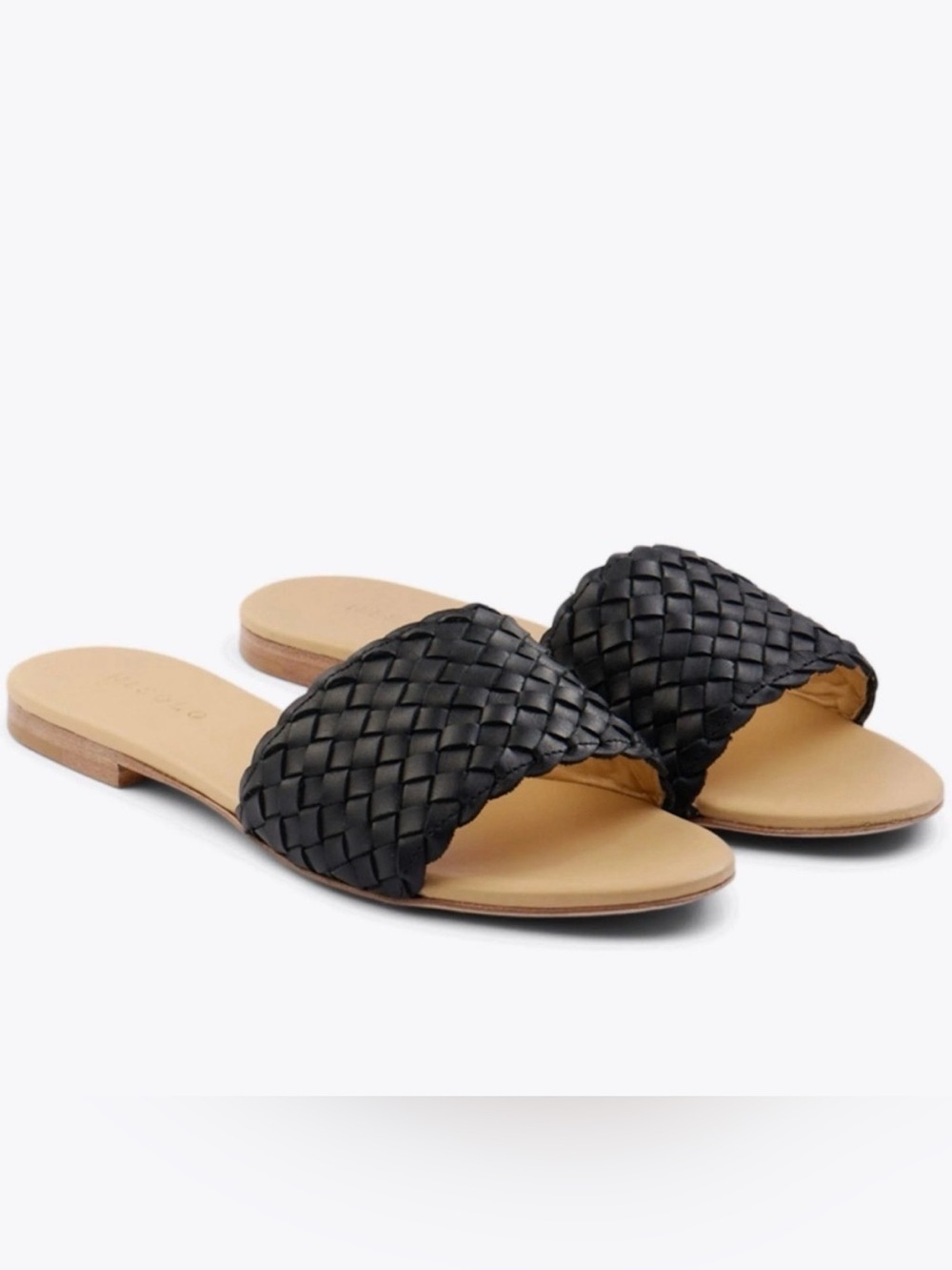 Nisolo Isla Woven Slide Sandal in Black size 9